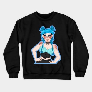 blue haired girl Crewneck Sweatshirt